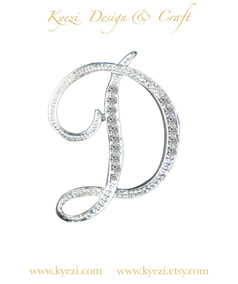 Silver Crystal Initial Letter Brooch Pin - A-Z Alphabet Rhinestone Lapel Badge For Gifts - View #3
