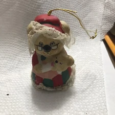 Jasco Caring Critters Chimers Bear Baby Bell Christmas Porcelain Ornament