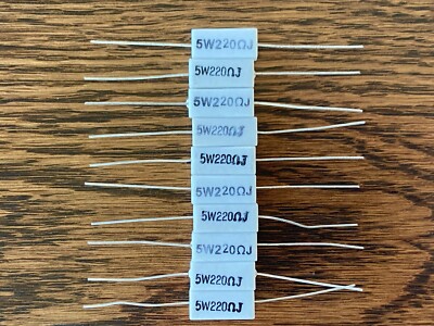10 New 220 ohm 5W 5-Watt 5% Supertech Cement Resistors for Vintage Stereo
