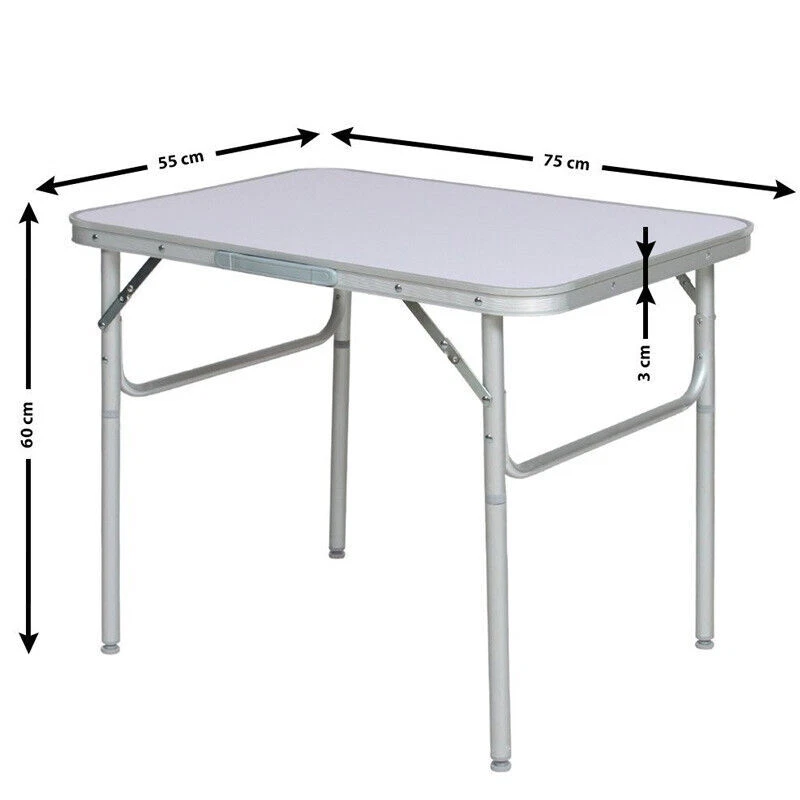 Tavolino Pieghevole con Struttura in Alluminio 75x55x60 Ideale per Campeggio - Immagine 3 di 3