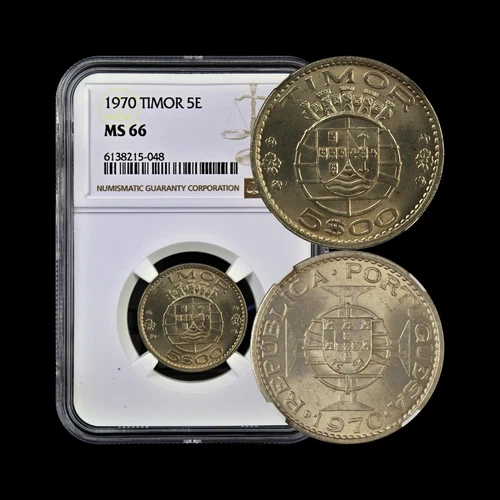 TIMOR. 1970, 5 Escudos - NGC MS66 - Top Pop 🥇 Portuguese Timor