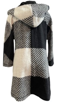 NWOT MAX Studio Wool Hooded Plaid Coat black gray sz.S