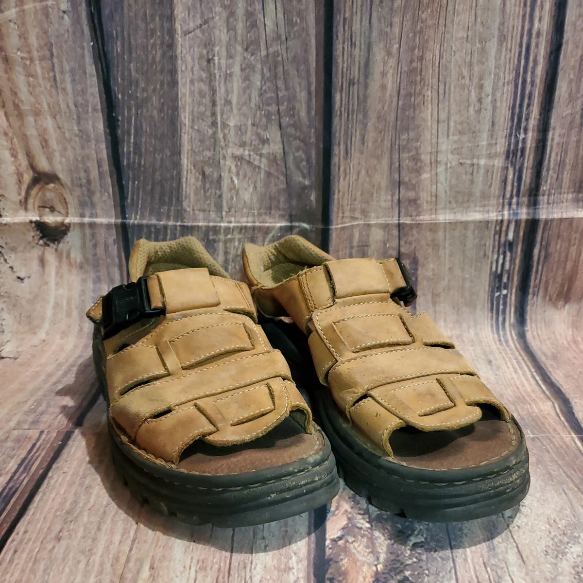 Thom McAnn Fisherman Sandals 90S Y2K Chunky Mens Sz 8 Light Brown Tan Leather
