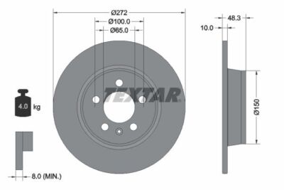 2x TEXTAR 92292003 Bremsscheibe für AUDI