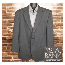 Joseph A Bank Jacket Blazer Mens 46L Solid Gray Wool