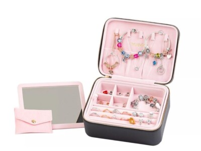 PANDORA ジュエリーボックス Pandora Jewelry Box / Case Black Zip Around Authentic Not