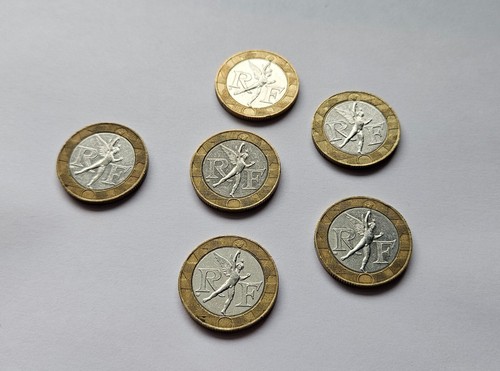 Lot of 6 France 10 Francs 1989, 1990, 1991 Bi-Metallic World Coins - Picture 6 of 6