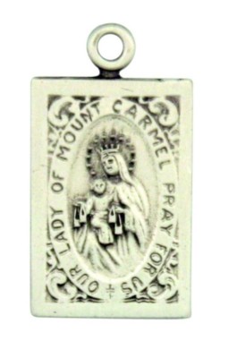 Our Lady of Mount Carmel with Sacred Heart 7/8'' Sterling Silver Scapular Medal