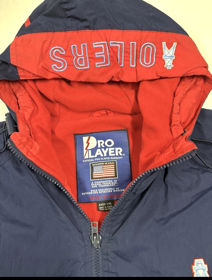 Vtg NFL Tennessee Oilers Logo 7 Large Pro Player Hood Jacket Houston RARE XXL - Image 2 of 4