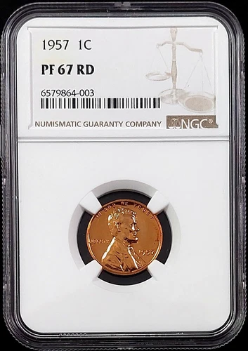 1957 Proof Lincoln Cent certified PF 67 RD by NGC!  sku 64003