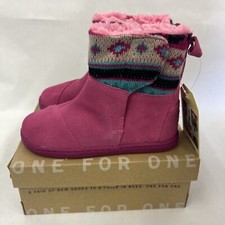 Toms Shoes Nepal Boot Pink Suede Mix Girl Tiny Size 11