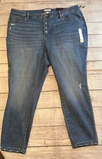 Ava  Viv High Rise Skinny Jeans Raw Hem Blue Medium Wash Women 26W  R NWT