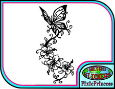 Butterfly Flower E Vinyl Sticker Vehicle Car Van Poster Wall Art Window Decal