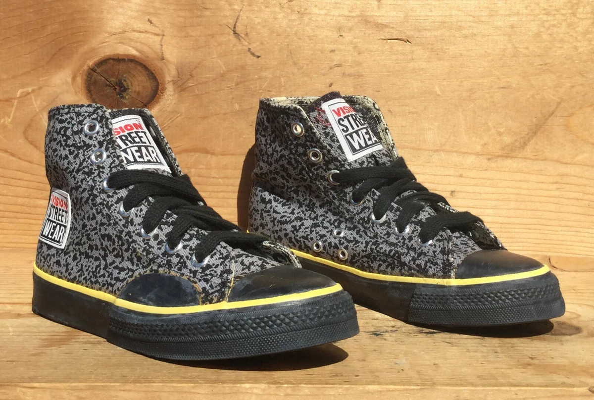 Vtg 1986 Vision Street Wear Canvas Hi Grey Stipple Original Not Retro Size 3