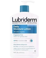 *3 PACK* Lubriderm Fragrance Free Daily Moisture Lotion Pro-Ceramide Shea 16 oz