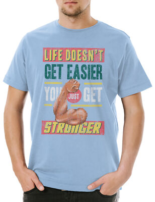 Life Doesn't Get Easier Herren T-Shirt Gewichtheber Personal Coach Curls Pumpen