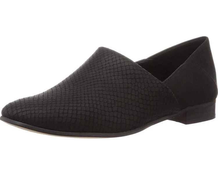 Mocassini Clarks donna tono puro nero serpente scarpe in pelle uk 4 5 E 37 5