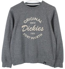 DICKIES Sweatshirt Men's MEDIUM Grey Melange Logo Print Crew Pullover