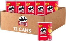 Pringles Grab & Go Original Potato Crisps Cans 1.3oz (37g) - Pack of 12