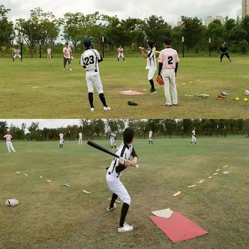 Thrown Down Baseball Bases With Home Plate And Pitchers Rubber Rubber