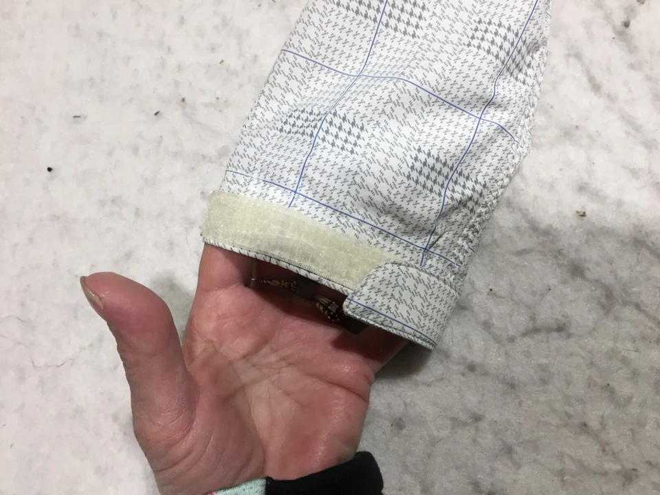 Белый Sierra Packable дождевик женщин S маленький белый серый чек полный молнии капюшон - Изображение 4 из 4