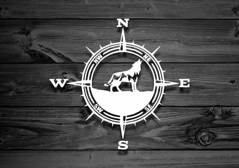 Calcomanía de vinilo COMPASS WOLF MOUNTAIN - pegatina para parachoques ventana de pared Jeep coche camión Foto 3 de 3