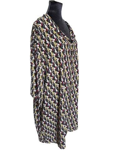 FLAX Designs Dress Tunic 3G 24-26 Art Deco Rayon Thinking Tropics Boho Novelty - Picture 3 of 20