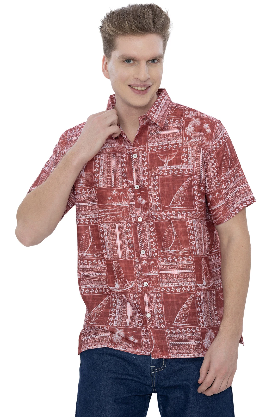 HAPPY BAY Men's Hawaiian Shirts Short Sleeve Button Down Shirt Men's Summer