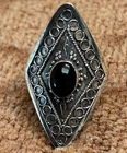 Vintage Greek Art Deco Ring 925 Silver and What Appears to be Blk Onyx JB