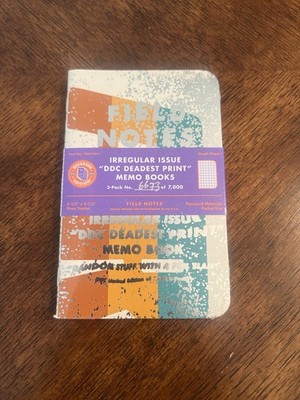 Field Notes Notebooks DDC Deadest Print New Sealed Pack 3 Notebooks 
