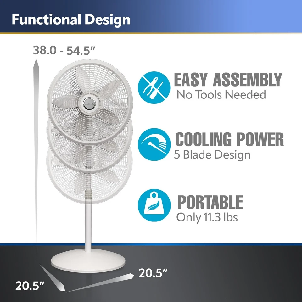 Ventilador de Pedestal Lasko Ajustable Elegancia y Rendimiento 1820 Foto 4 de 4