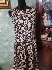 Nwot Talbots Women's Dress Size 8P 8 Petite Navy Blue Camel Stretch Cotton 