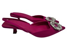 ZARA Slingback Donna Rosa Strass Tacco Basso Eleganti (IT 42, EU 38)