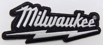 #ad Milwaukee Tools Patch Embroidered Iron Sew On 4quot;x1 1 2quot; Construction White Black $4.50