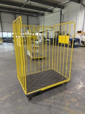 Heavy Duty 3 Sided Roll Cage Trolley Industrial Warehouse Stock Cart Yellow