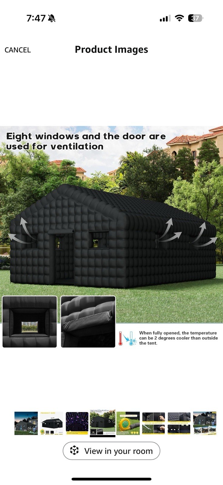 Inflatable Marquee Cube Tent House Portable Night Club Room Disco Gazebo Tent