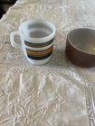 Fire King Stripe Black Gold Cup And Brown Bowl — photo 1