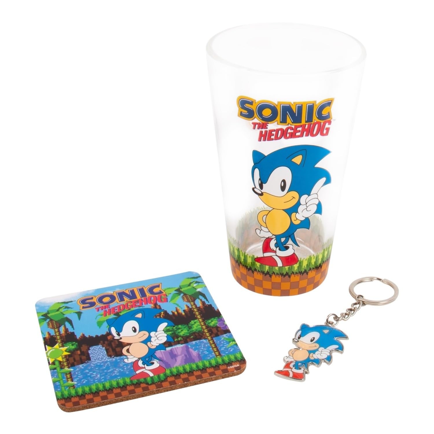 Fizz Creations Sonic The Hedgehog Keyring Glass and Coaster Gift Set 3 in 1 Gi 8190₽