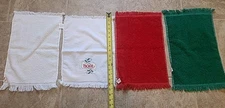 Vintage Christmas Hand Tea Kitchen Towels Set Of 4 Embroidered Clean