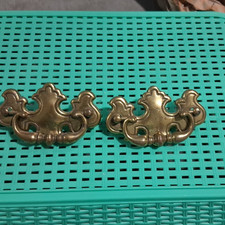 Vintage Bail Pull Drawer Handles Gold Metal Scroll Canada 1980s Marked C.P. 2522