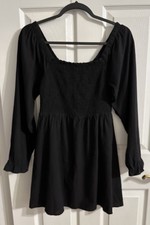Ivy & Main Black Long Sleeve Smocked Women’s Juniors Mini Short Dress Size M