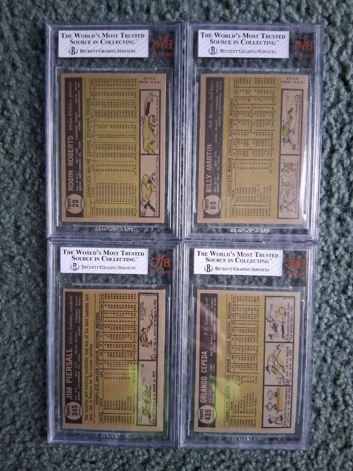 1961 TOPPS BASEBALL LOT-#'s 20,89,345,435,ROBERTS,MARTIN,PIERSALL,CEPEDA,BVG 5.5 - Image 2 of 2