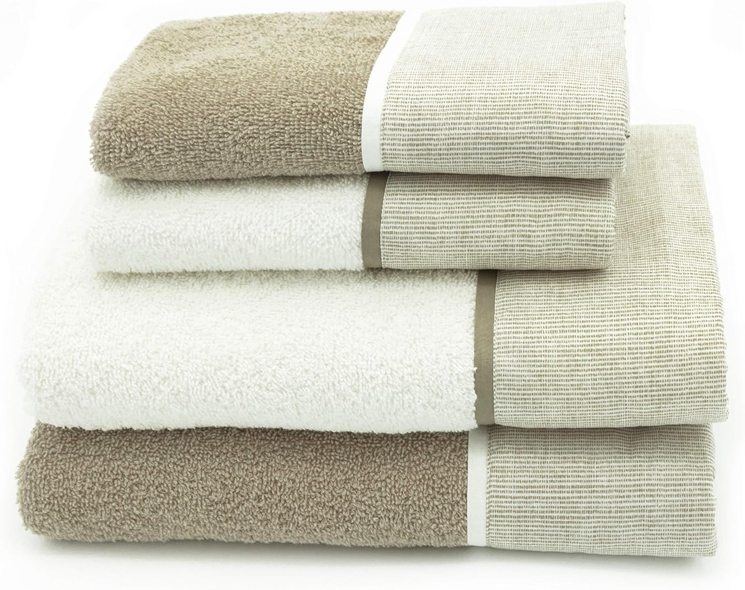 Set Asciugamani 4 Unità Riga Creta | 100% Cotone Idrofilo Resistente - 4