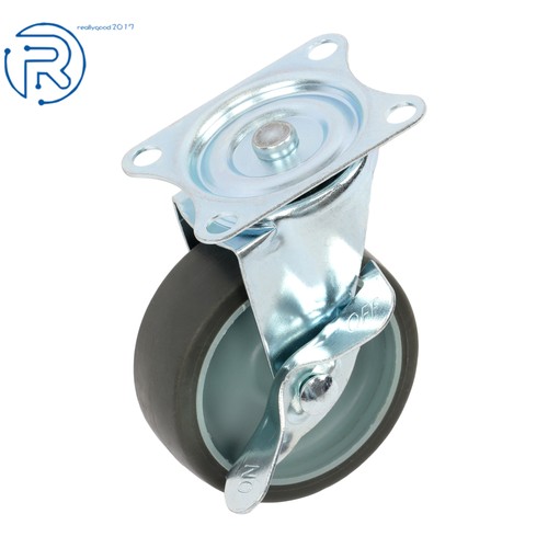 Confezione da 8 Ruote Ruote Rotanti Piastra Ruota 3 Pollici Resistenti con Freno Laterale - Foto 4 di 12