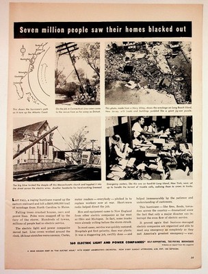 Electric Light Power Co Vintage Magazine Ad 1940s Hurricane Blackout Full Page