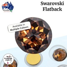 Swarovski 2040 Round Faceted Flatback Crystal Stones Smoked Topaz - Vintage