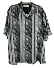 Tommy Bahama Mens Large Silk Camp Collar Cigar Button Up Hawaiian Shirt