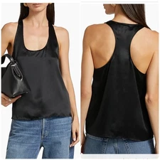 NEW Size Small Cami NYC Black 100% Silk Racerback Tank Top Flowy Jane Camisole