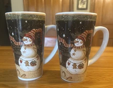 Housewares International LANG Christmas Card Style Snowman Tall Coffee Mug Cup