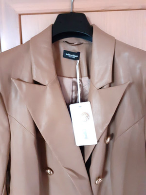 JUDITH WILLIAMS Blazer, Lederimitat, taupe, Gr. 46/44, UVP 179,-